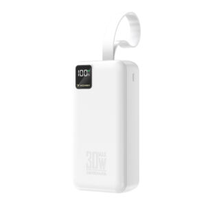 Wozinsky W8-W 30000mAh 30W išorinė baterija 2x USB-A ir USB-C su žibintuvėliu - Balta - Image 2