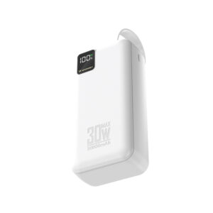 Wozinsky W8-W 30000mAh 30W išorinė baterija 2x USB-A ir USB-C su žibintuvėliu - Balta - Image 3