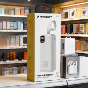 Wozinsky W8-W 30000mAh 30W išorinė baterija 2x USB-A ir USB-C su žibintuvėliu - Balta - Image 7