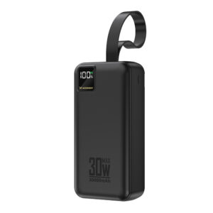 Wozinsky W8-W 30000 mAh 30W išorinė baterija (powerbank) 2x USB-A ir USB-C su žibintuvėliu – Juoda - Image 2