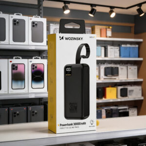 Wozinsky W8-W 30000 mAh 30W išorinė baterija (powerbank) 2x USB-A ir USB-C su žibintuvėliu – Juoda - Image 8