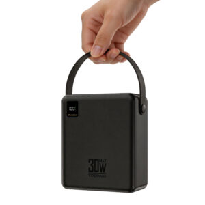 Wozinsky W8-B 100000mAh 30W išorinė baterija 2xUSB-A ir 2xUSB-C su žibintuvėliu - Juoda - Image 7