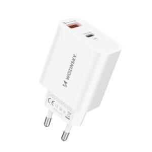 Wozinsky WLS-20W 20W USB-A USB-C sieninis įkroviklis su 1m USB-C – USB-C laidu – Baltas - Image 2