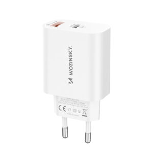 Wozinsky WLS-20W 20W USB-A USB-C sieninis įkroviklis su 1m USB-C – USB-C laidu – Baltas - Image 3