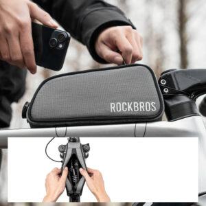 Rockbros TL004 ROAD TO SKY 0,7 l vandeniui atsparus rėmo krepšys dviračiui – pilkas - Image 5