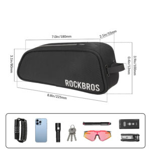 Rockbros TL004 ROAD TO SKY 0,7 l vandeniui atsparus dviračio rėmo krepšys – juodas - Image 3