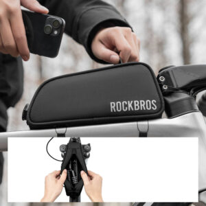 Rockbros TL004 ROAD TO SKY 0,7 l vandeniui atsparus dviračio rėmo krepšys – juodas - Image 5