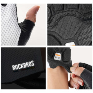 Rockbros TLS004 ROAD TO SKY trumpos amortizuojančios dviratininko pirštinės M – Baltos - Image 5