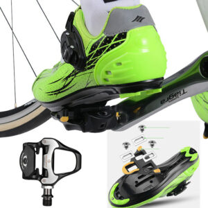 Rockbros LP-RD2BK Shimano SPD-SL plento dviračio pedalai su geltonais fiksatoriais – juodi ir sidabriniai - Image 4