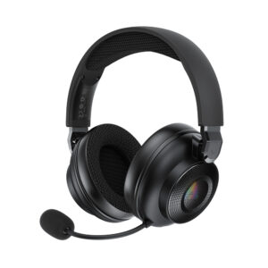 Acefast H15 belaidės „Bluetooth“ / 2.4 GHz / AUX žaidimų ausinės su mikrofonu ir RGB apšvietimu – juodos