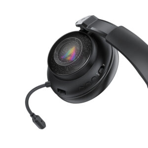 Acefast H15 belaidės „Bluetooth“ / 2.4 GHz / AUX žaidimų ausinės su mikrofonu ir RGB apšvietimu – juodos - Image 4