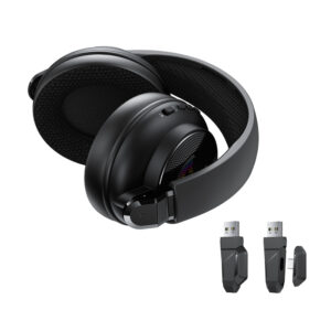 Acefast H15 belaidės „Bluetooth“ / 2.4 GHz / AUX žaidimų ausinės su mikrofonu ir RGB apšvietimu – juodos - Image 5