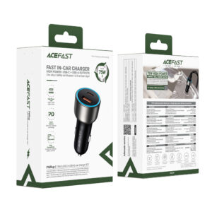 Acefast B21 75W USB-C + USB-A automobilinis įkroviklis – juodas - Image 5