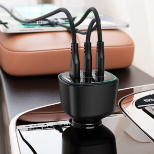 Acefast B18 200W automobilinis įkroviklis 2x USB-C + USB-A – juodas - Image 6