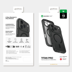 AmazingThing Titan Pro dėklas su objektyvo apsauga iPhone 18 Pro su kameros dangteliu ir laikikliu dirželiui, suderinamas su MagSafe - Juodas - Image 8