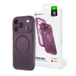 AmazingThing Titan Pro dėklas su objektyvo apsauga ir dirželio laikikliu, skirtas iPhone 18 Pro Max, suderinamas su MagSafe - Violetinis