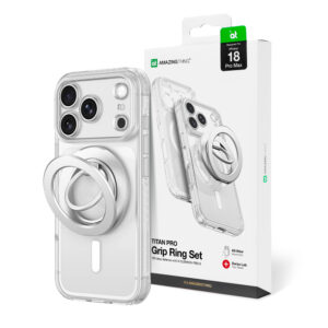 AmazingThing Titan Pro Lens Ring Set dėklas, skirtas iPhone 18 Pro Max, su kameros apsauga ir magnetiniu žiedu, suderinamas su MagSafe – skaidrus