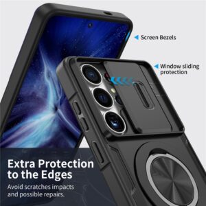 Dėklas Samsung Galaxy S26 Ultra su slankiojančiu kameros dangteliu ir besisukančiu stovu, suderinamas su MagSafe – juodas - Image 3