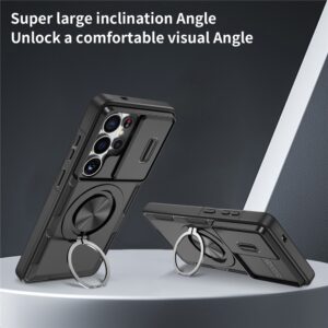Dėklas Samsung Galaxy S26 Ultra su slankiojančiu kameros dangteliu ir besisukančiu stovu, suderinamas su MagSafe – juodas - Image 5
