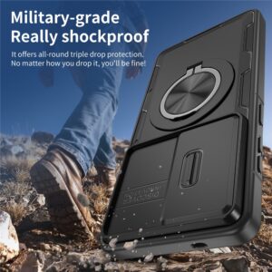 Dėklas Samsung Galaxy S26 Ultra su slankiojančiu kameros dangteliu ir besisukančiu stovu, suderinamas su MagSafe – juodas - Image 6