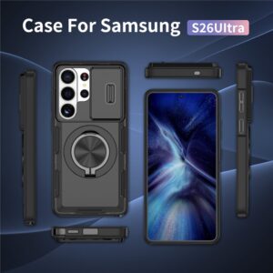 Dėklas Samsung Galaxy S26 Ultra su slankiojančiu kameros dangteliu ir besisukančiu stovu, suderinamas su MagSafe – juodas - Image 8