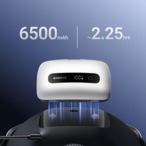 BoboVR BM60-2 6500 mAh baterija, skirta BoboVR M3 Pro+ ir BoboVR M3, 2 vnt. su įkrovimo stotele – balta - Image 3