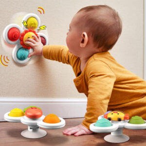 Jutiminio lavinimo vonios žaislas „Fidget Spinner“ su siurbtuku, 3 vnt. ZA5340 - Image 4
