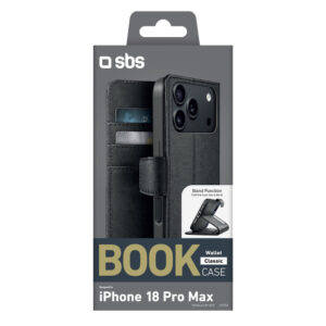 SBS Wallet Classic dėklas, skirtas iPhone 18 Pro Max, su pinigine ir stovu – juodas - Image 2