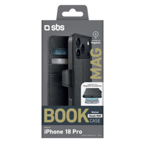 SBS Wallet Classic Mag dėklas, skirtas iPhone 18 Pro, su pinigine ir stovu, suderinamas su MagSafe – juodas - Image 2