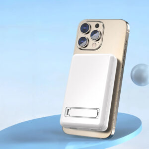 Magnetinis išorinis akumuliatorius (powerbank) Dudao K14S+ 10000mAh 22.5W USB-A + USB-C suderinamas su MagSafe su stovu - baltas - Image 5