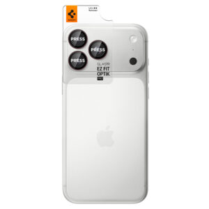 Spigen Optik Pro GLAS.TR EZ FIT 2 vnt. grūdinto stiklo kameros apsauginis stikliukas, skirtas iPhone 18 Pro / 18 Pro Max – tamsiai vyšninė - Image 3