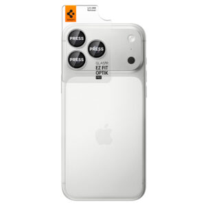 Spigen Optik Pro GLAS.TR EZ FIT 2 vnt. grūdinto stiklo kameros apsauginis stikliukas, skirtas iPhone 18 Pro / 18 Pro Max – sidabrinis - Image 3