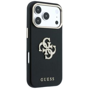 Guess Smooth & Big Strass Logo dėklas, skirtas iPhone 18 Pro / 17 Pro – Juodas - Image 4