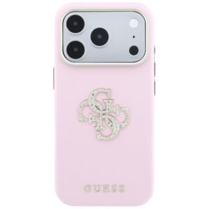 Guess Smooth & Big Strass Logo dėklas, skirtas iPhone 18 Pro Max / 17 Pro Max – rožinis - Image 3