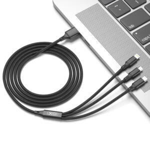 XO kabelis NB173 3in1 USB - Lightning + USB-C + microUSB 1,2 m 2,4A juodas - Image 2