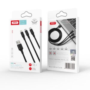 XO kabelis NB173 3in1 USB - Lightning + USB-C + microUSB 1,2 m 2,4A juodas - Image 3