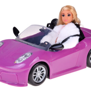 Violetinis sportinis automobilis klasikinei kabrioleto lėlei, skirtas 2 lėlėms ZA5697 - Image 2
