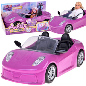 Violetinis sportinis automobilis klasikinei kabrioleto lėlei, skirtas 2 lėlėms ZA5697
