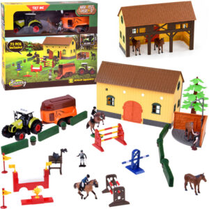 HORSE FARM Traktorius su priekaba + figūrėlės JODINĖJIMO MOKYKLA ZA6276