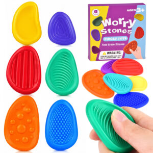 Silikoniniai sensoriniai nerimo akmenukai, fidget žaislai, 6 tekstūrų rinkinys ZA6423