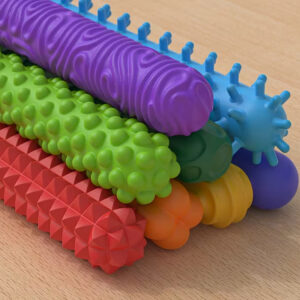 Spalvingi silikoniniai sensoriniai pagaliukai, antistresinis žaislas „fidget“, 8 vienetai A6424 - Image 7