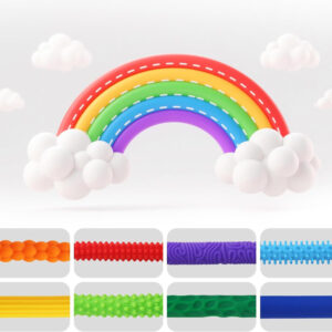 Spalvingi silikoniniai sensoriniai pagaliukai, antistresinis žaislas „fidget“, 8 vienetai A6424 - Image 8