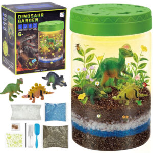 Šviečiantis DINOSAUR GARDEN 3-in-1 terariumas, lempa, „pasidaryk pats“ augalų auginimo rinkinys ZA6567