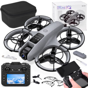 Dronas su kamera – nuotoliniu būdu valdomas kvadrokopteris + nuotolinio valdymo pultas su LCD ekranu RC0775