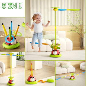 5-in-1 Ladybug sporto rinkinys – šokdynė, raketos, žiedai, nuotolinio valdymo pultas SP0885 - Image 2