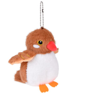 Rudas pliušinis paukštis Kazik su cyptuku ir pakabuku, 13 cm ZA6426 - Image 7