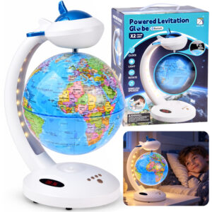 4-in-1 levituojantis gaublys, 360° sukimasis – LED lempa, „Bluetooth“ garsiakalbis, laikrodis ZA6313