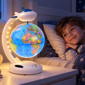 4-in-1 levituojantis gaublys, 360° sukimasis – LED lempa, „Bluetooth“ garsiakalbis, laikrodis ZA6313 - Image 8