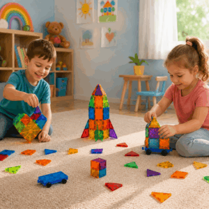 Spalvingos magnetinės konstruktoriaus kaladėlės, 100 dalių rinkinys ZA6352 - Image 8