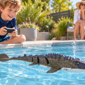 Nuotoliniu būdu valdomas vandens dinozauras Mosasaurus, plaukiojantis ir purškiantis vandenį, 40 cm RC0801 - Image 7